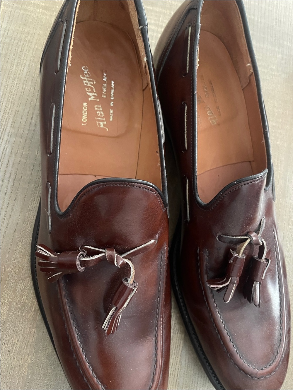 Custom made Alan McAfee Men's Brown Leather Tassel Loafers